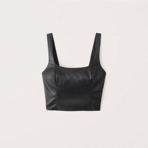 Abercrombie & Fitch Faux Leather Squareneck Top Size Small - Never Worn!
